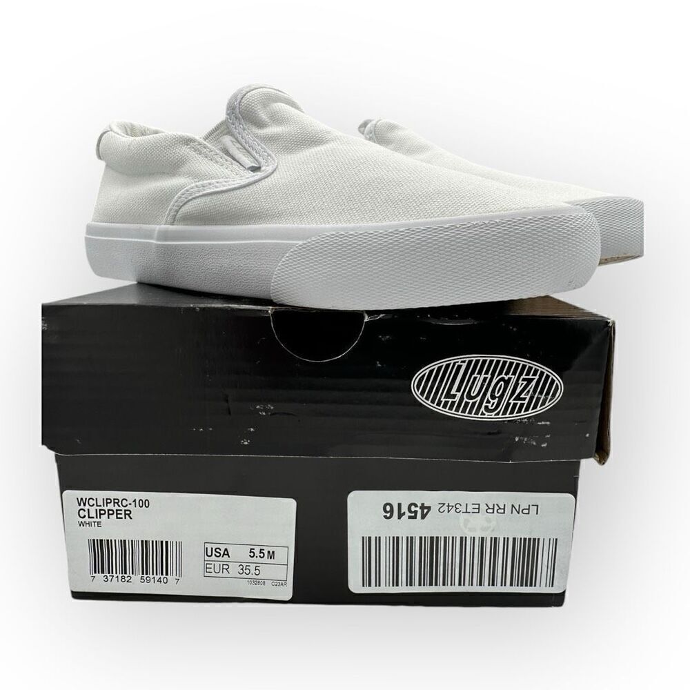 Lugz Womens Clipper Slip On Canvas Sneakers Shoes White Size 5.5M